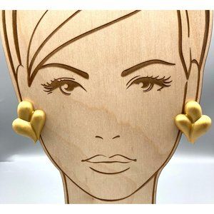 Vintage Trifari Satin Teardrops Earrings, Rich Gold Tone Abstract Clip Ons